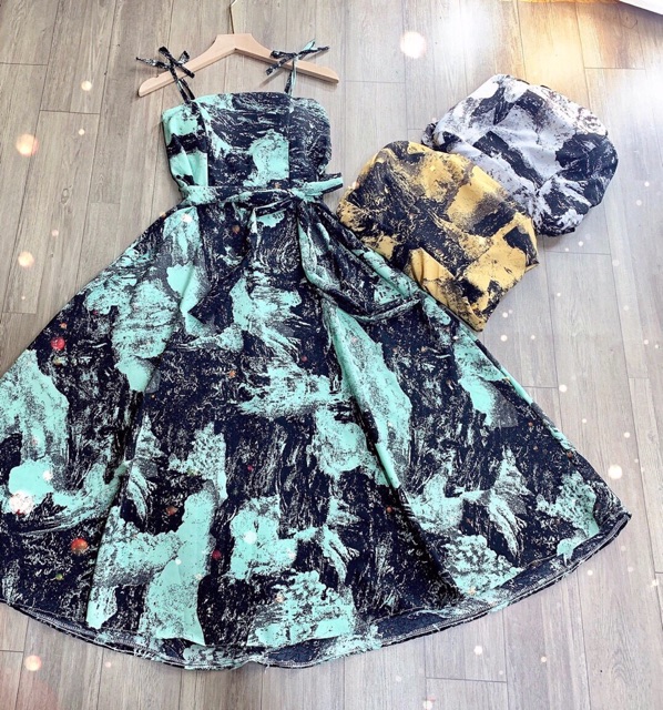 Đầm maxi hai dây họa tiết + Ảnh thật | BigBuy360 - bigbuy360.vn