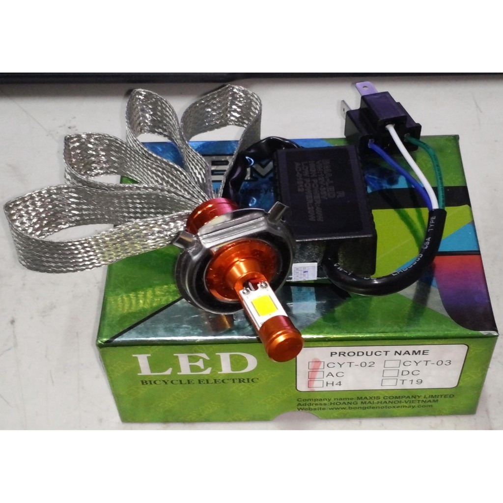 Chính hãng BMA Led - Bóng đèn Led xe máy chân HS1 - Đèn Led chân H4 - 12v Điện máy AC và Điện bình DC