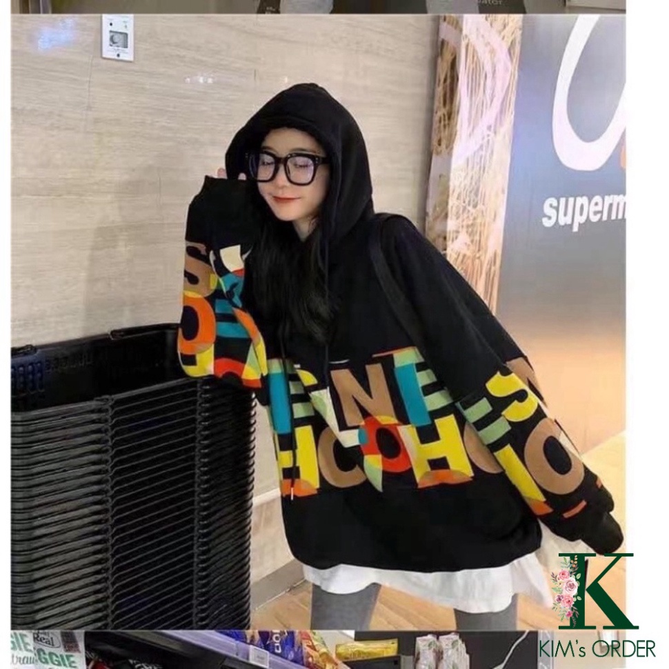 Áo Hoodie Nữ Dài Tay Màu Đen Phom Rộng Chất Nỉ Bông Dày Dặn Không Xù Có Mũ Phong Cách Hàn Quốc Thời Trang Hot Trend | BigBuy360 - bigbuy360.vn