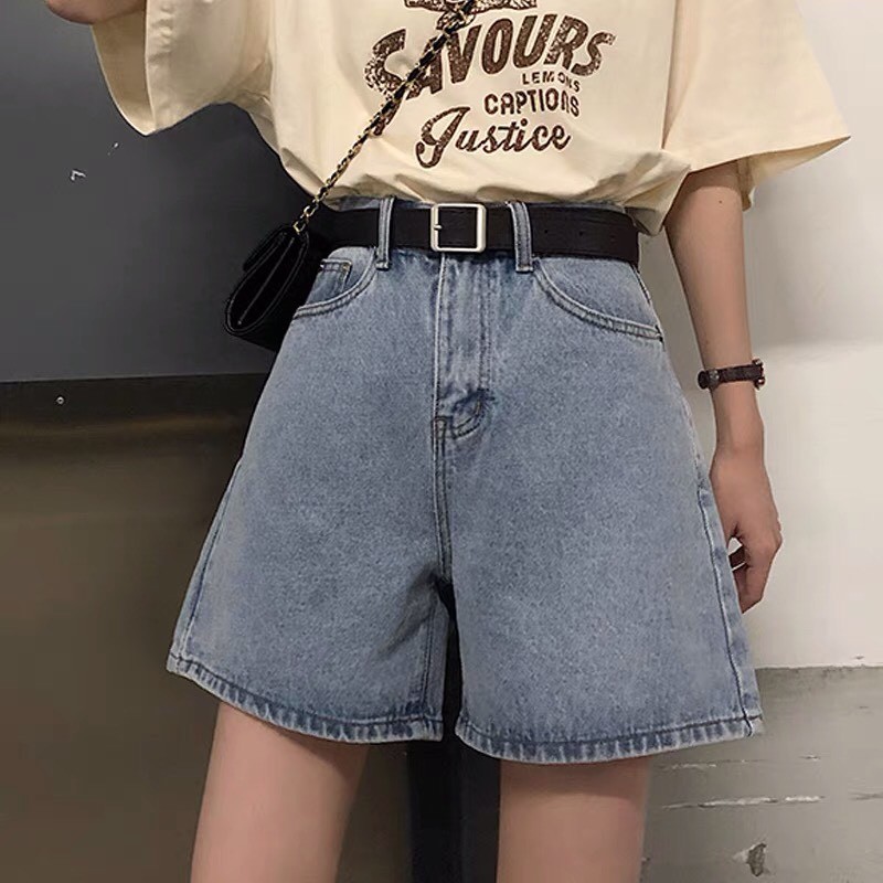 QUẦN SHORTS JEANS , QUẦN SOOC BÒ NỮ HAIQUANG CẠP CAO DÁNG RỘNG ULLZANG PHONG CÁCH HÀN QUỐC TRẺ TRUNG MÀU XANH NHẠT