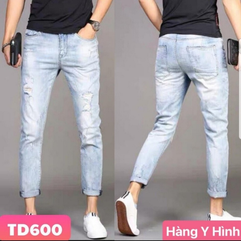 Quần Jean Nam Chất Bò AD600TG Xanh Rách Xước Trẻ Trung Cá Tính Mẫu Mới | BigBuy360 - bigbuy360.vn