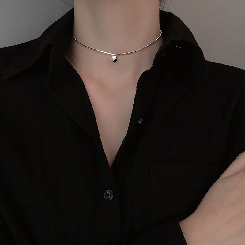 Vòng Cổ Choker Mặt Thẻ In Chữ Đơn Giản Phong Cách Hàn Quốc 2020