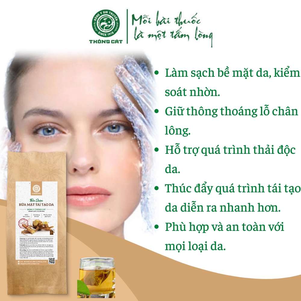 Bột rửa mặt thảo dược Thông Cát làm đẹp da, giảm mụn, dưỡng da trắng sáng, loại bỏ tế bào chết và tái tạo da hiệu quả