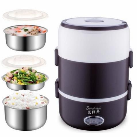 Cặp Lồng 3 Tầng Ruột Inox Cao Cấp Giữ Nóng Thức Ăn Liên Tục Cắm Điện Hâm Nóng Songti