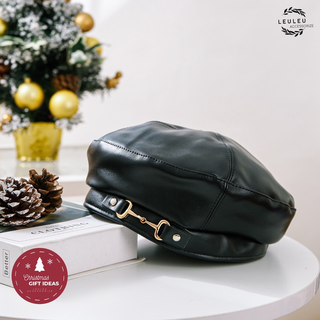 Mũ beret da dây xích cá tính leuleu.accessorize