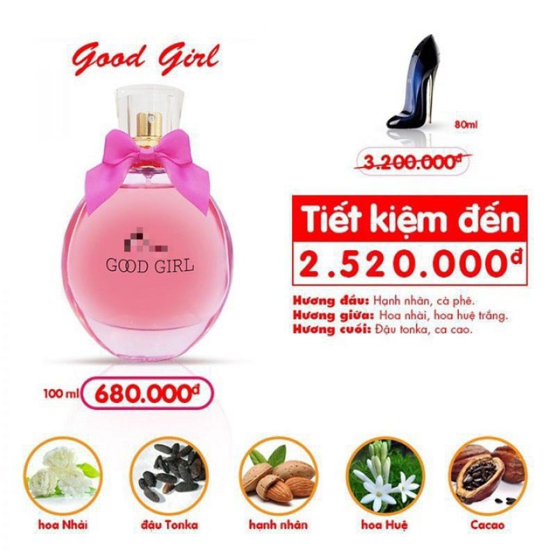 [CHÍNH HÃNG]NƯỚC HOA NỮ GOOD GIRL – QUYẾN RŨ VÀ GỢI CẢM (100ML)