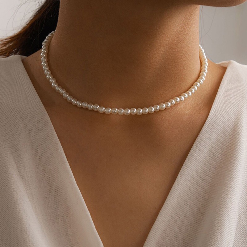 Dây chuyền choker đính ngọc trai giả sang trọng thời trang dành cho nữ