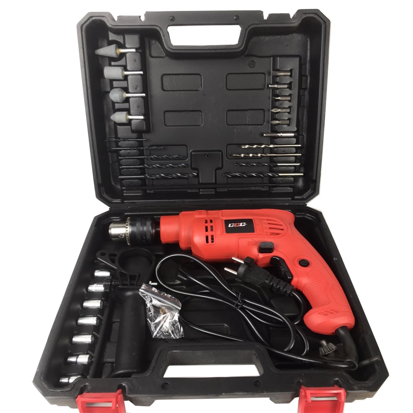 Máy khoan điện đầu 13ly công suất 550W, 2 chế độ khoan và khoan đấm. Tặng hộp đựng và phụ kiện