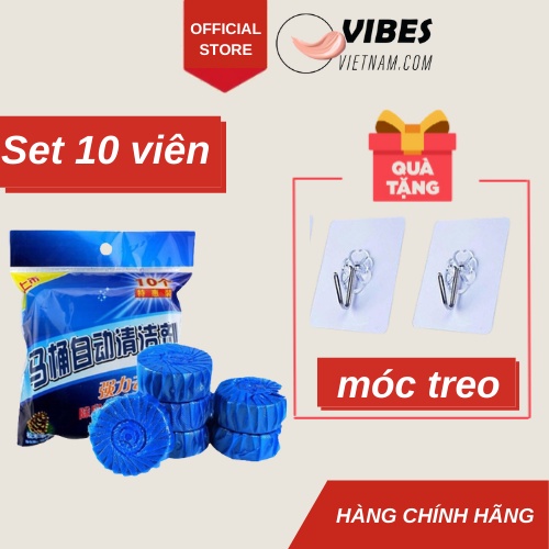 [ Tặng móc dán tường ] Set bộ 10 viên thả bồn cầu, tẩy, khử mùi diệt vi khuẩn bám bẩn toilet - vibesvietnam