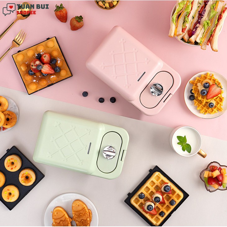 Máy kẹp nướng bánh mì Sandwich đa năng có hẹn giờ + 2 khuôn kèm - BH 12 tháng