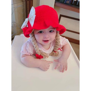 Nón tóc tết bé gái