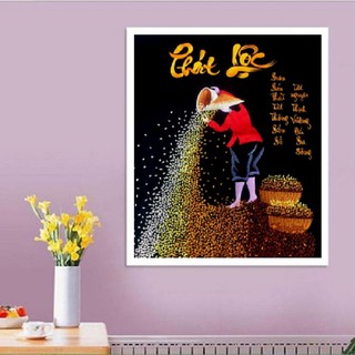 50*64CM TRANH ĐÍNH ĐÁ LỘC LÚA TRANH CHƯA ĐÍNH LV387