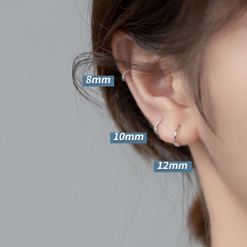 Khuyên Tai Nữ Tròn Khuyên Tai Tròn Bộ Khuyên Tai Tròn Mini Bằng Bạc S925 Thời Trang Cho Nữ