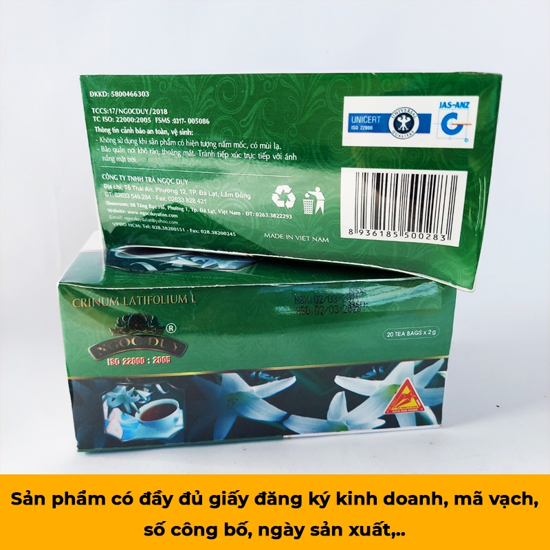 Trà lá cây trinh nữ hoàng cung khô túi lọc Ngọc Duy quý phi hộp 40gr 20 túi lọc Tịnh Tâm giúp giải khát phòng u xơ