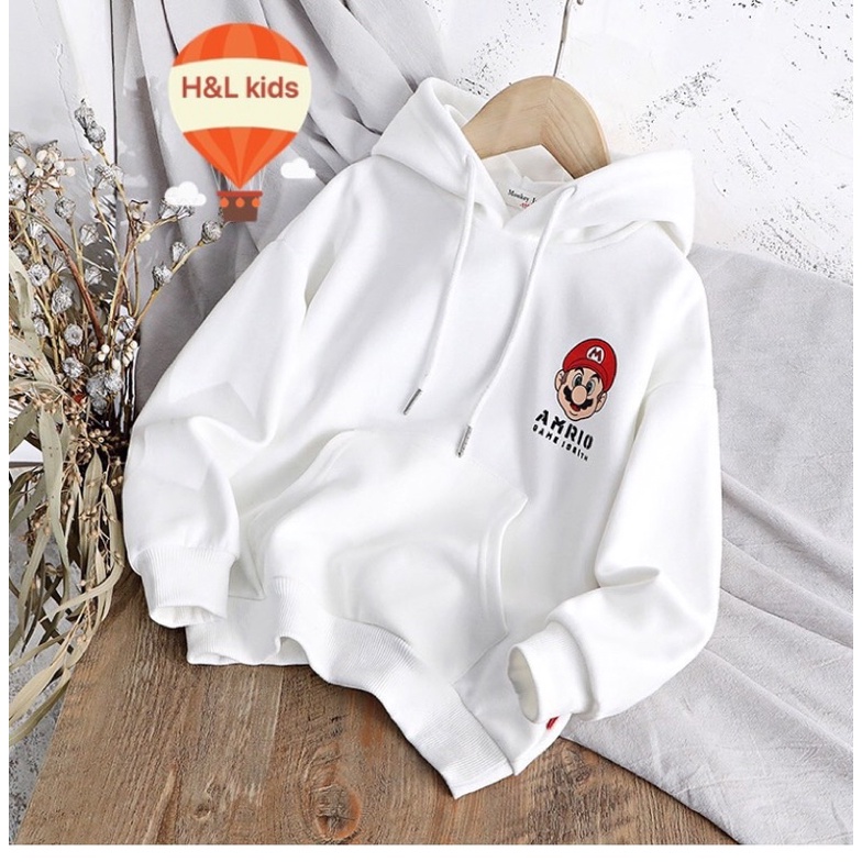 Áo hoodie bé trai bé gái vải cotton mềm mát size đại, cồ