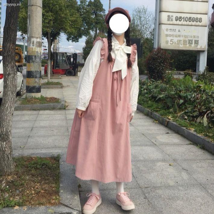 Set Áo Sơ Mi + Đầm Yếm Phong Cách Nhật Bản Xinh Xắn Dành Cho Nữ