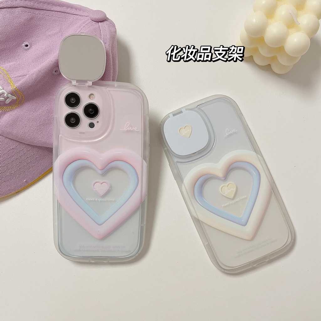 Ốp Điện Thoại Gắn Gương Trang Điểm Hình Trái Tim 3D Cho iphone 13 pro max 12 pro max 11 pro max xs max xr x