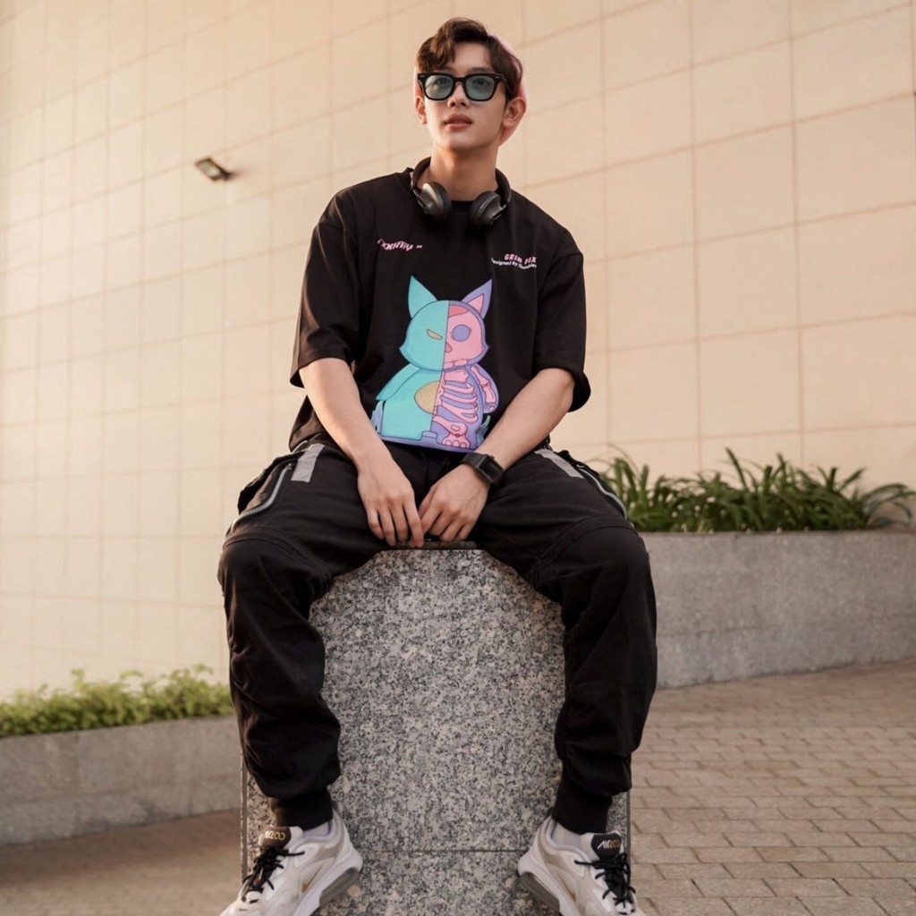 Áo thun tay lỡ Grim Tee Fox Black - Gumbles Official