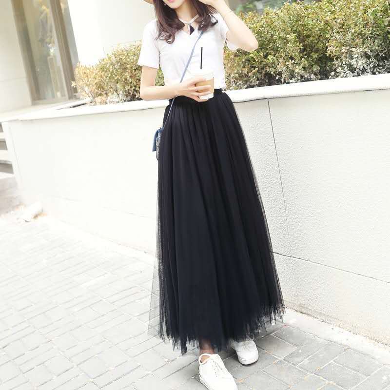 Chân Váy Lưới Xòe Xếp Ly Dáng Dài Thời Trang Mùa Hè Hàng Mới 2022 Dành Cho Bạn Nữ