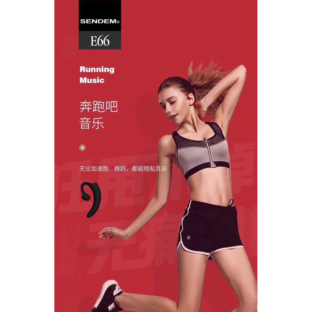 Tai nghe Bluetooth cài tai Sendem E66 - dẹt, siêu mỏng, pin trâu - Trẻ trung, hiện đại Bảo hành 1 năm