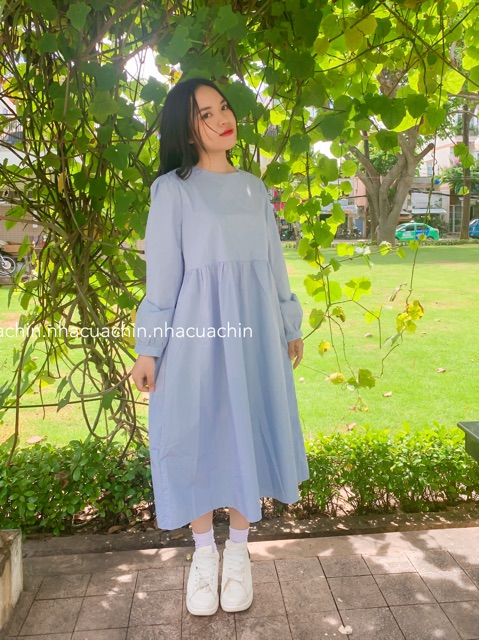 đầm suông màu xanh