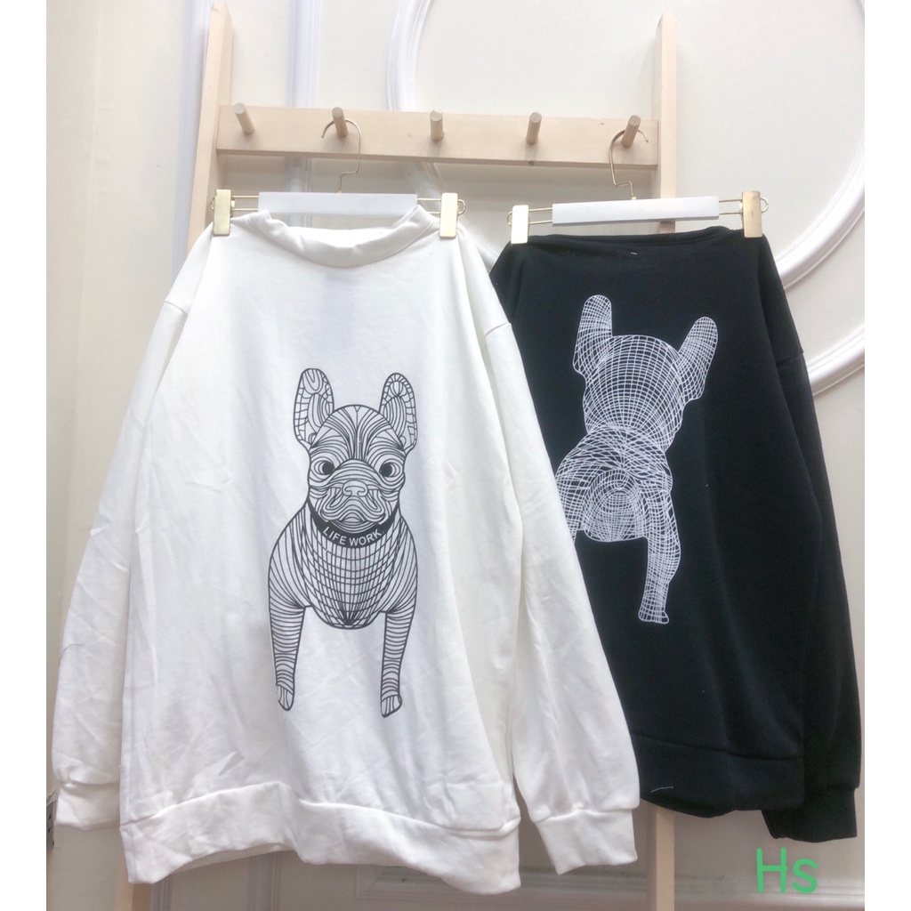 Áo Sweater nỉ viền chó life work - Áo nỉ nam nữ unisex phong cách Hàn Quốc - MIUMIU CLOTHINGS | BigBuy360 - bigbuy360.vn
