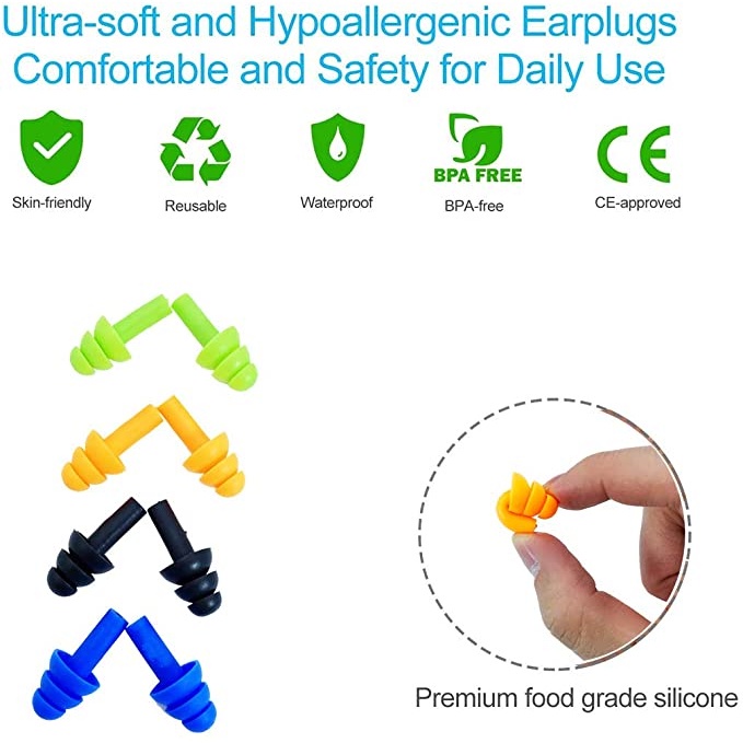 1 Cặp Nút Bịt Tai Bằng Silicone Chống Ồn/Chống Ồn Mềm Mại Tiện Dụng Khi Đi Bơi/Lặn