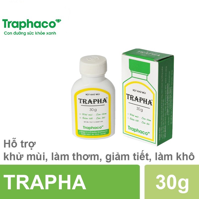Trapha - Hỗ trợ, ngăn ngừa các tác nhân gây mùi hôi nách, hôi chân, giảm tiết mồ hôi ở chân và nách lọ 30g