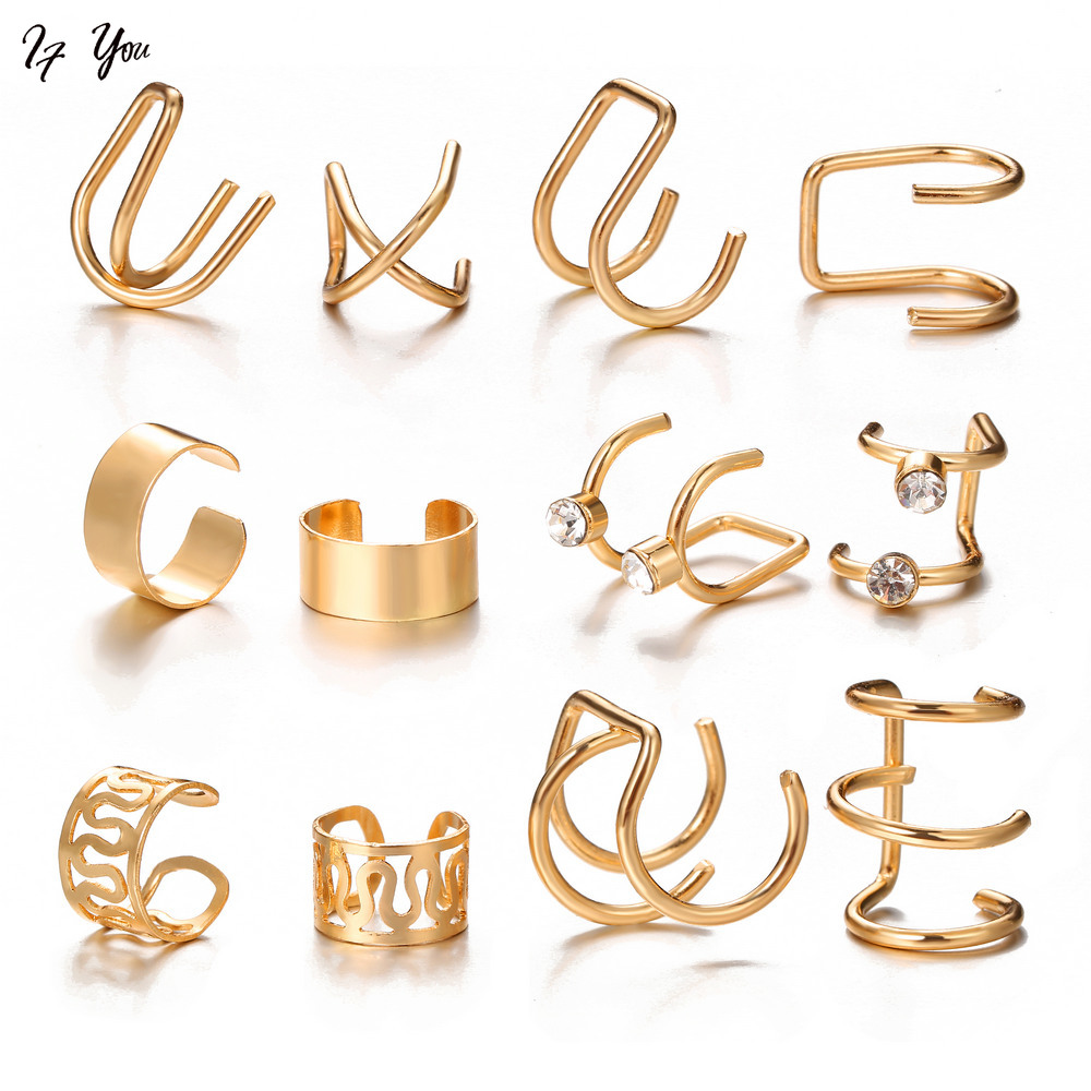 Set 12 Bông Tai Kẹp Đơn Giản Thời Trang Cho Nữ