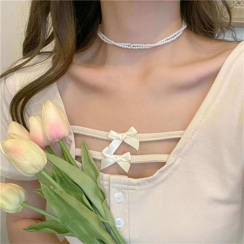 Vòng Cổ Choker Hai Lớp Phong Cách Hàn Quốc Thanh Lịch Ngọt Ngào Dành Cho Nữ