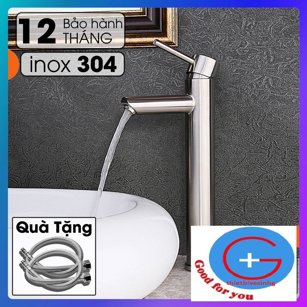 VÒI RỬA MẶT inox 304 tròn cao 300 mm, vòi chậu rửa mặt 304 xịn, hàng loại 1 nặng 1.2 kg