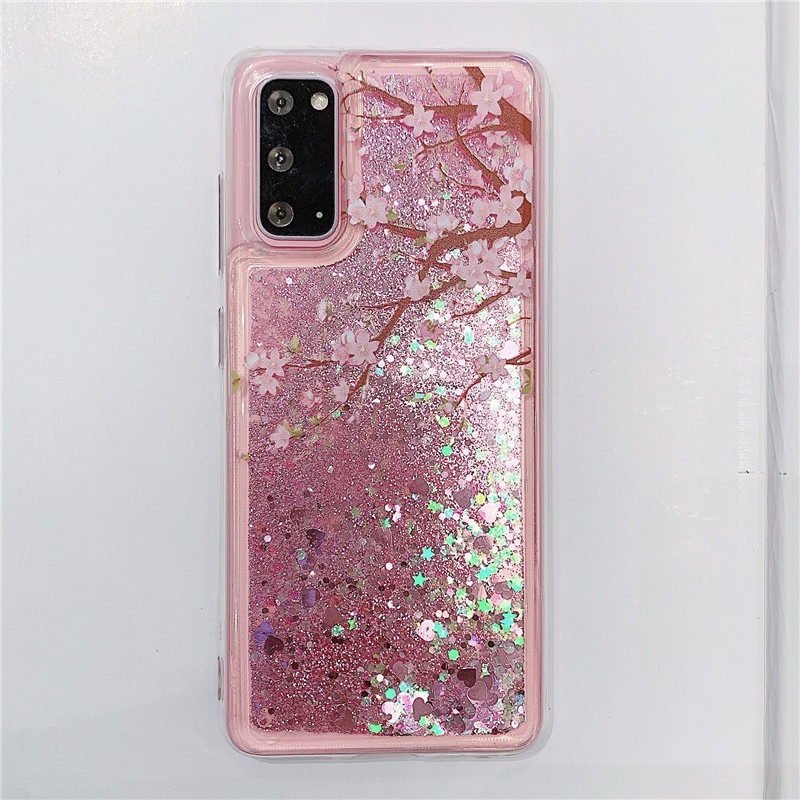Ốp Lưng Kim TuyếN NướC HìNh Hoa ĐàO Cho Samsung Galaxy A12 A22 A32 A52 A52S A72 A10 A10S A20S A7 A8 A9 2018