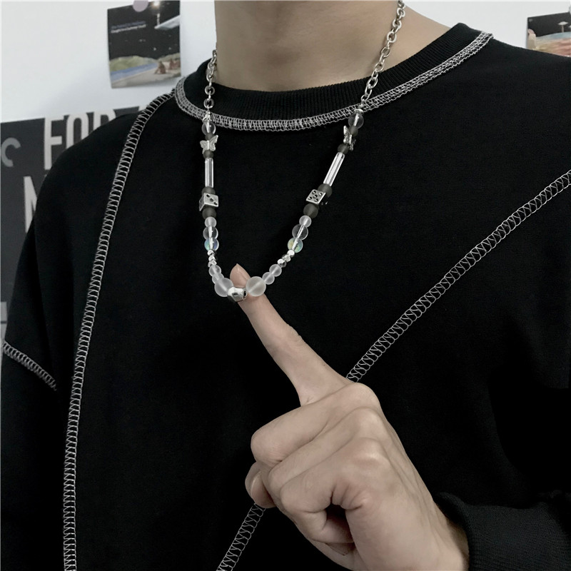 Dây chuyền mặt bướm xúc xắc phong cách hip hop Hàn Quốc đa năng cho nam nữ 22487