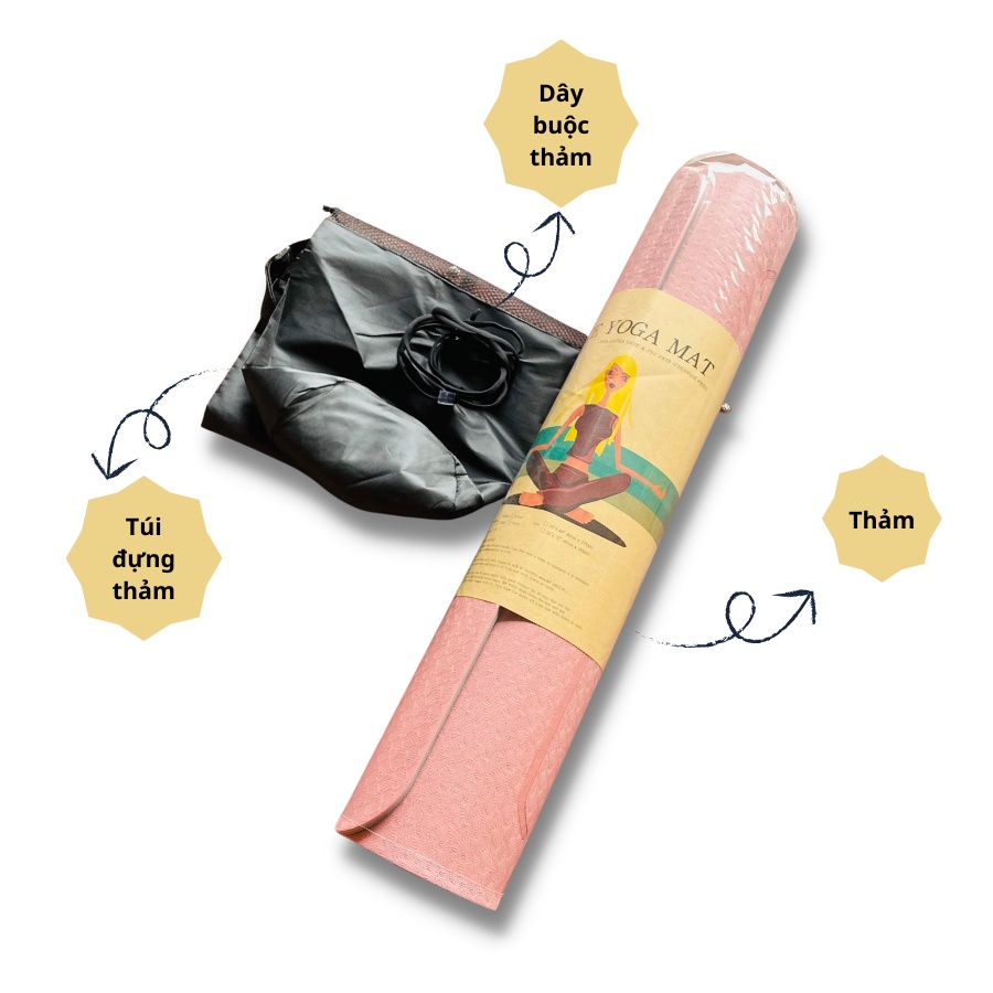 Thảm tập Yoga 2 lớp chống trượt cao cấp 6mm, chống thấm hút mồ hôi