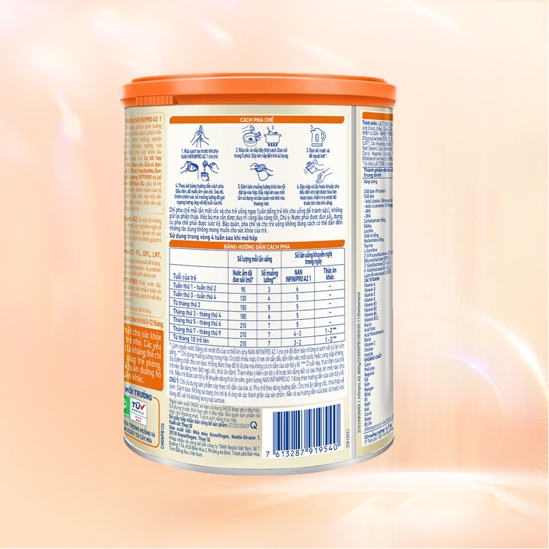 Sản phẩm dinh dưỡng công thức Nestlé NAN INFINIPRO A2 số 1 lon (800g)