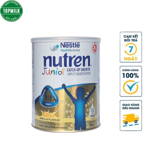 Sữa bột Nutren Junior 850gram sữa cao năng lượng dành cho trẻ suy dinh dưỡng, kém hấp thu, giúp trẻ tăng cân