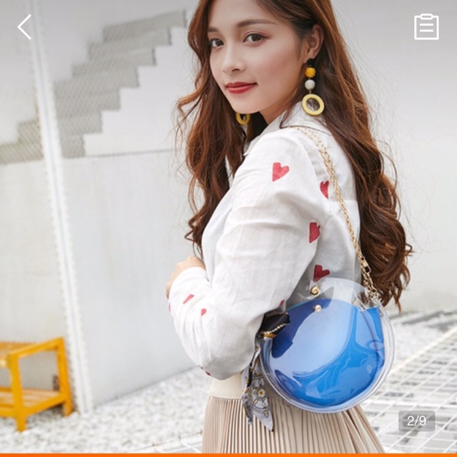 [XẢ] Túi đeo chéo tròn trong suốt thắt nơ xinh xắn