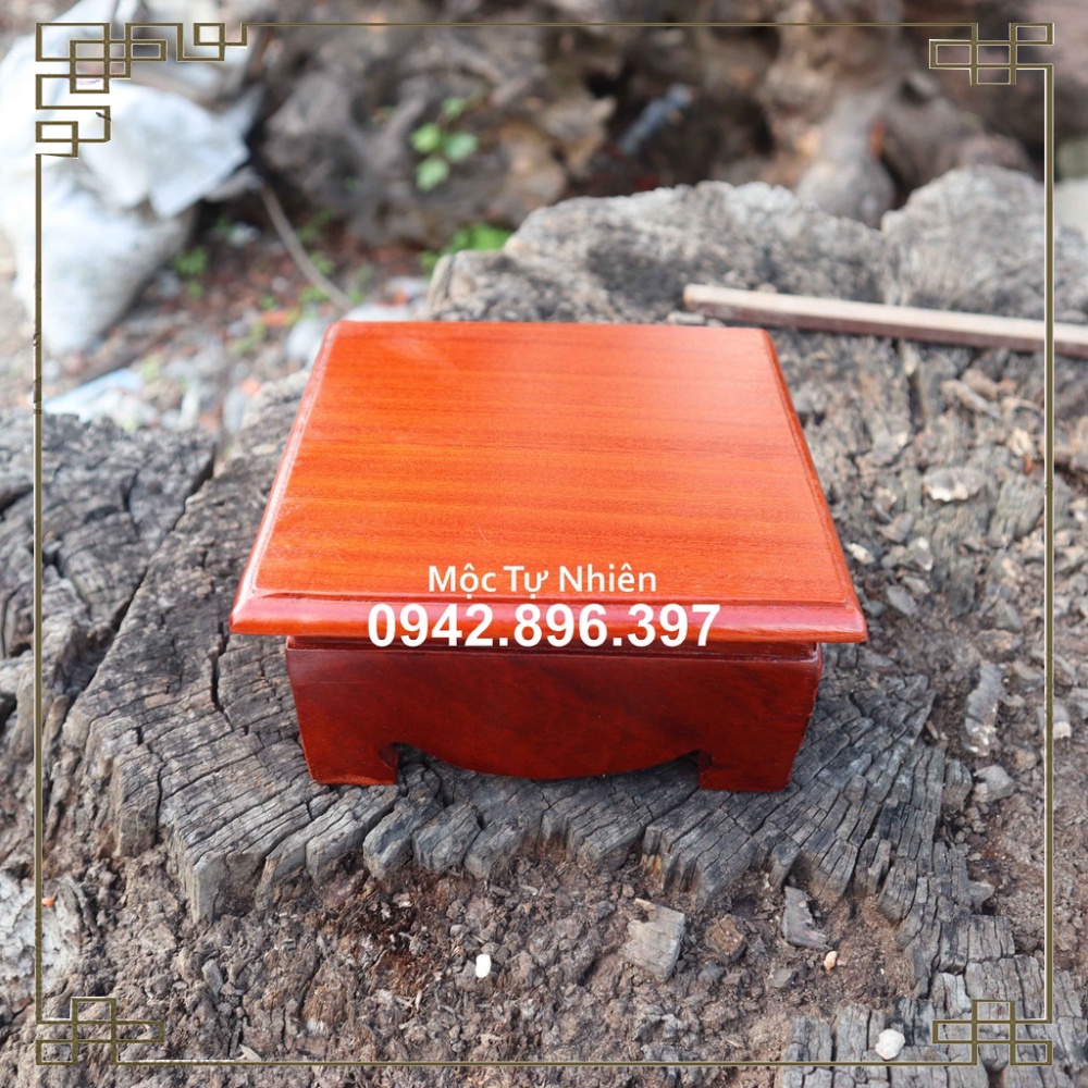 Đế vuông nhất sơn trơn gỗ hương giá siêu tiết kiệm cao 8cm