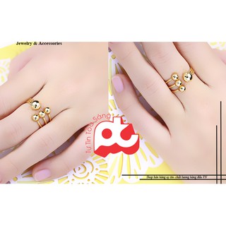 [39K] Nhẫn kiểu 4 bi mạ vàng