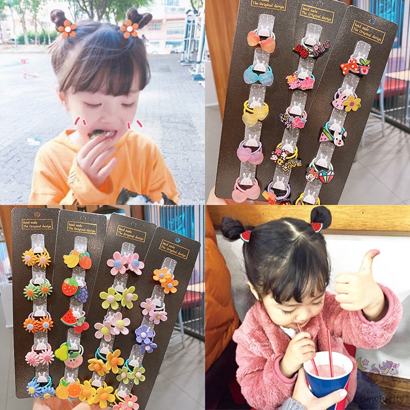 Set 5 dây buộc tóc đính hoa thời trang dễ thương cho bé gái