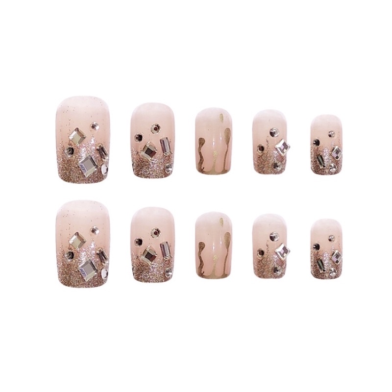 Set 24 móng giả D491 đính đá cao cấp ( Tặng kèm keo và dũa )