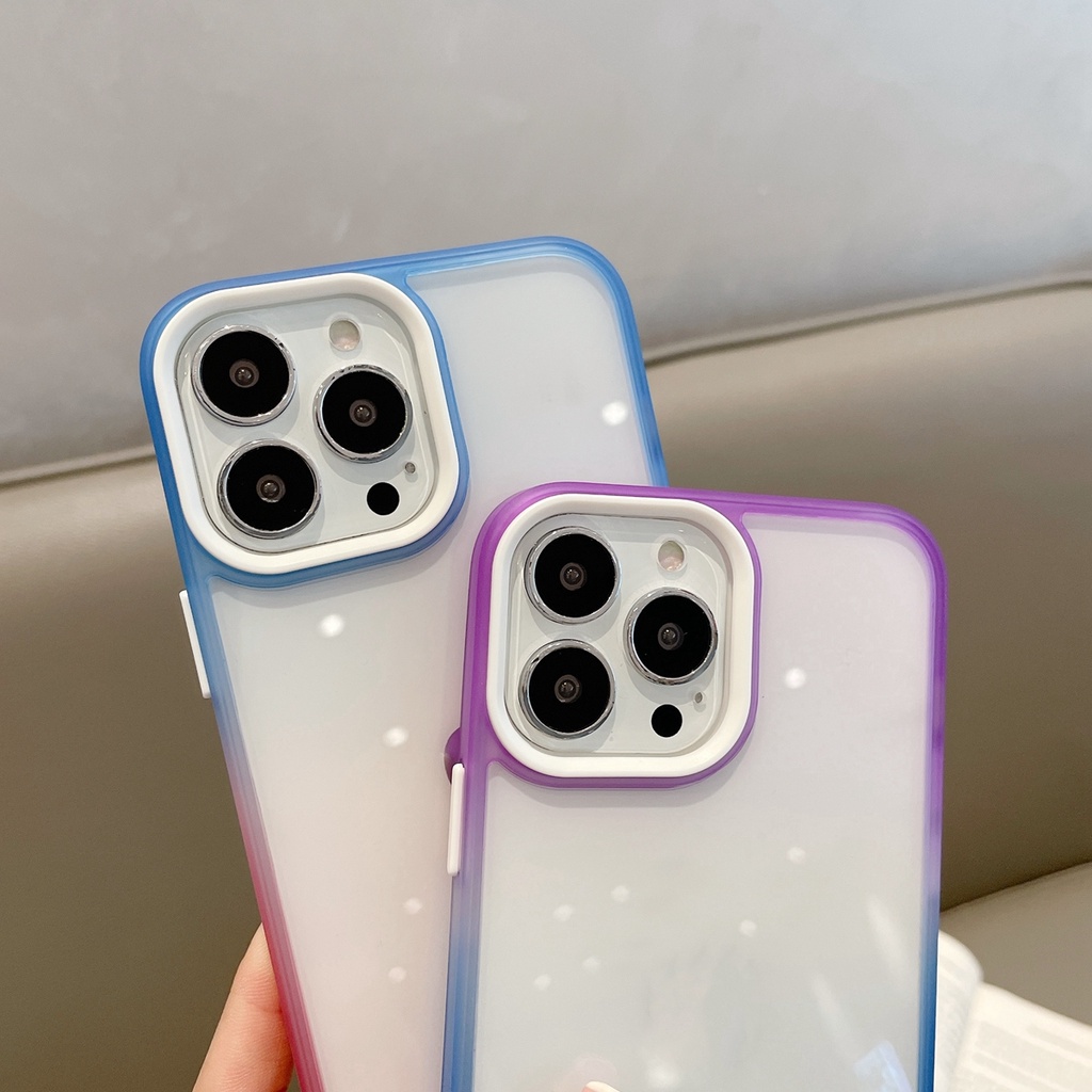 Ốp Điện Thoại Cứng Màu Gradient Trong Suốt Cho IPhone 13 Pro Max 12 11 Pro Max