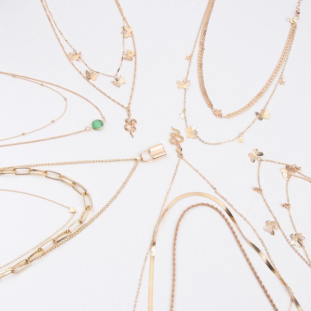 Vòng cổ Nhiều Lớp Mặt Hình Trái Tim Và Bướm