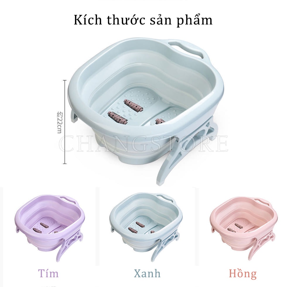 Chậu Ngâm Chân Gấp Gọn Silicon Có Con Lăn Massage Chân Thư Giãn Size To Thau Gấp Gọn Thông Minh Tiện Ích Gia Đình