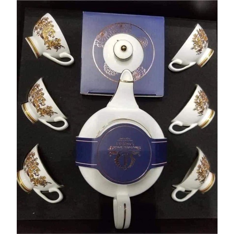 Bộ ấm chén trà hoa cúc sứ xương Châu Âu lmperial, 1 ấm 700ml, 6 tách 120ml, 6 đĩa - Anh