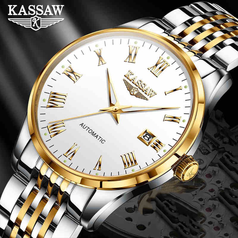 Đồng hồ nam chính hãng KASSAW K875-1 Kính sapphire ,chống xước,Chống nước ,BH 24 tháng,Máy cơ (Automatic) ,dây kim loại