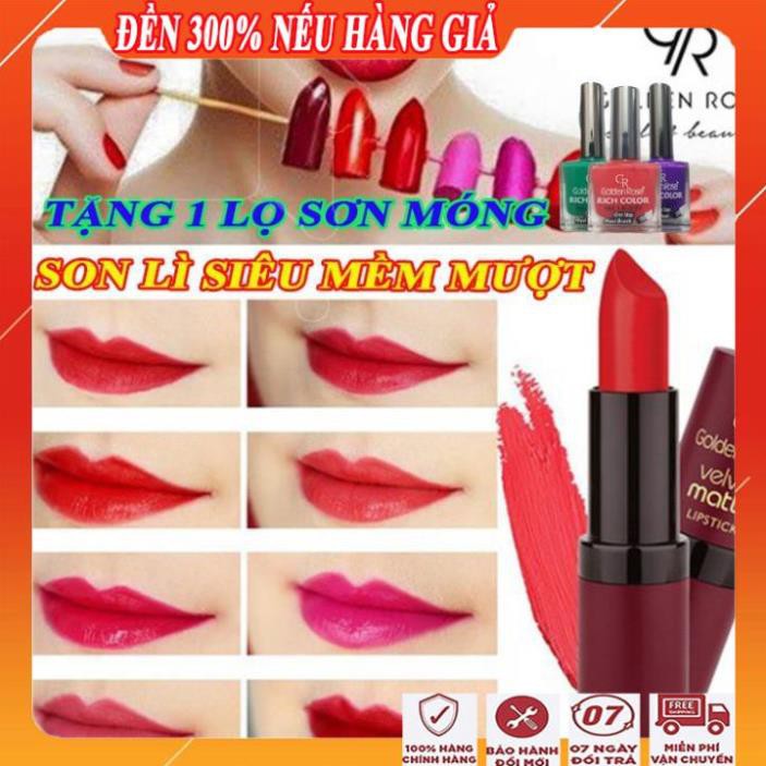 Son lì lâu trôi siêu mềm mịn, siêu đẹp, không lem/Son kem lì velvet matte golden rose