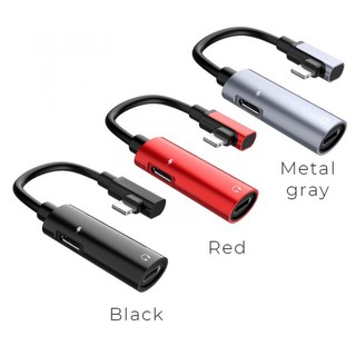 Cáp chuyển đổi Hoco LS18 Jack chuyển đổi 2 cổng Lightning cho iphone, Hàng Chính Hãng