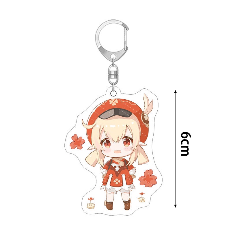 Game Genshin Impact Key Chain Anime Cartoon Kawaii Keyring Pendant Acrylic kid Gifts