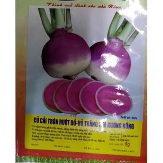 HẠT CỦ CẢI TRÒN RUỘT ĐỎ VỎ TRẮNG TÍM - GÓI 5 GRAM